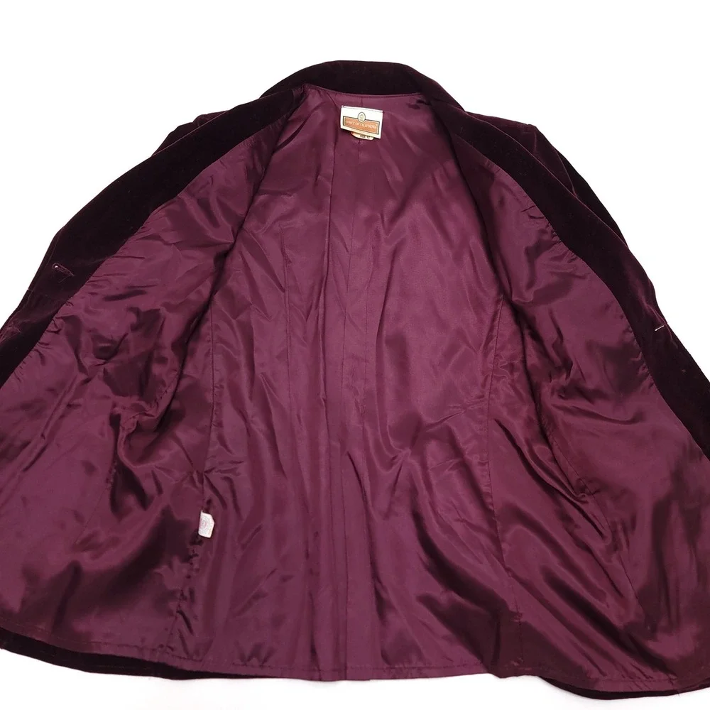 Koret Velvet Blazer Womens Size 12 Vintage Burgundy‎ Coat Jacket